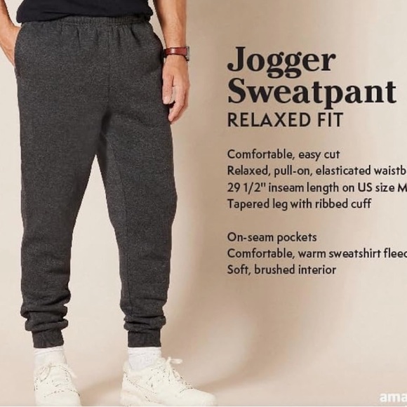 NWT Amazon Essentials Men's Fleece Black Jogger Pant, Size XL - Picture 4 of 7
